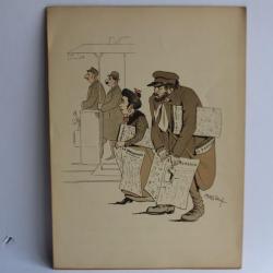 Grande caricature lithographiée Mass'Beuf