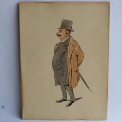 Grande caricature lithographiée Mass'Beuf