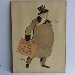 Grande caricature lithographiée Mass'Beuf