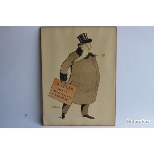 Grande caricature lithographi�e Mass'Beuf