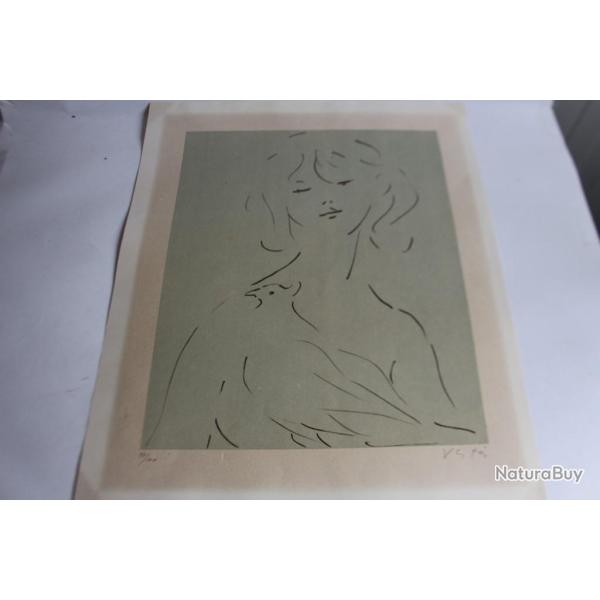 Dessin lithographi� Marcel VERTES N�44/100