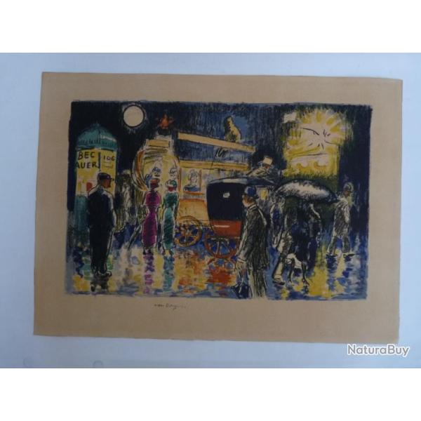 Lithographie Kees VAN DONGEN Place Pigalle by night PARIS