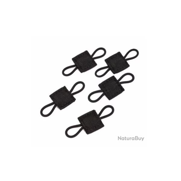 Lot de 5 attaches �lastiques tactique molle - Noir