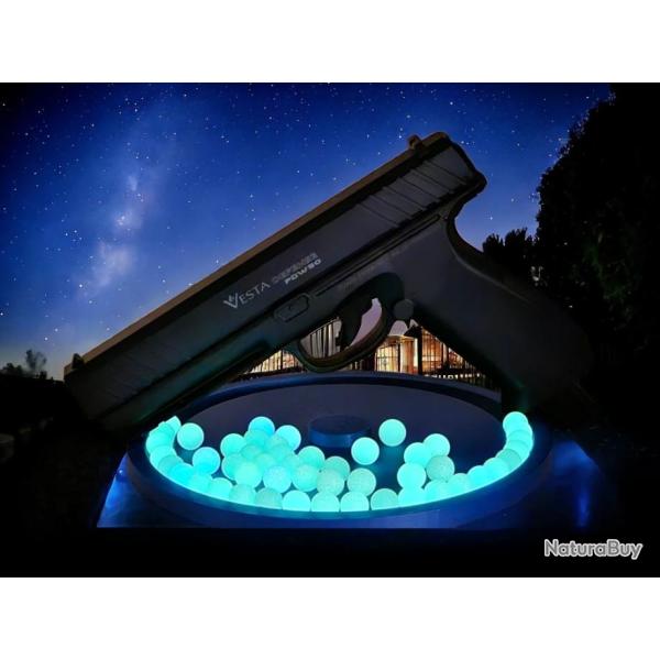 BILLES EN CAOUTCHOUC FLUORESCENTES VERTES CAL.50 X50