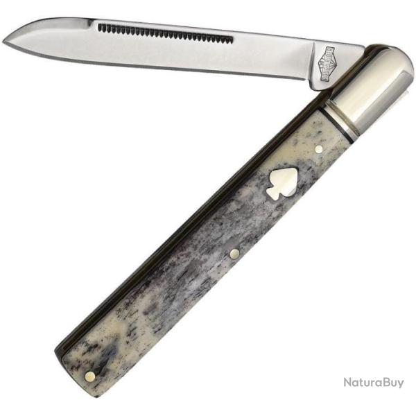 RR2484 Couteau Rough Ryder Black Appaloosa Doctor Lame Acier 440 Manche Os
