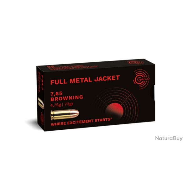 Munitions GECO 7.65 Browning / 32 ACP 73gr - FMJ 1 boite