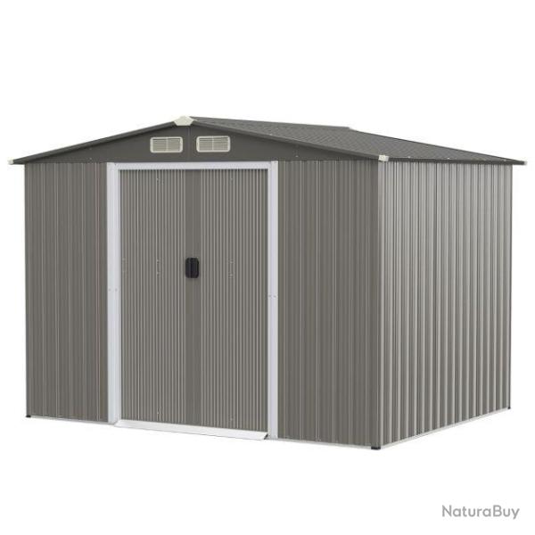 Abri de jardin mtal extrieur 9,74m acier galvanis avec fondation 4 persiennes double porte et r