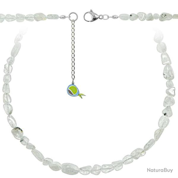 Collier en pierre de lune blanche - Perles roul�es 5 � 8 mm - 90 cm