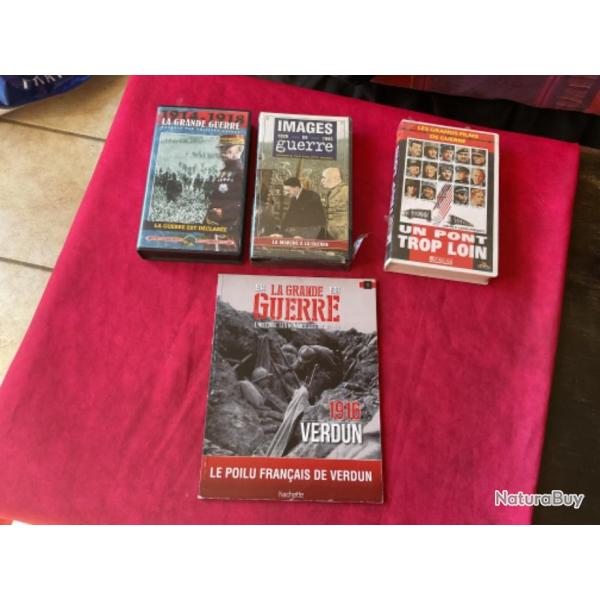 Lot de trois cassettes magn�toscope plus livre de guerres