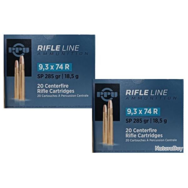 Lot de 2 botes de 20 cartouches Partizan Cal 9.73x74 R - 285 Grs SP