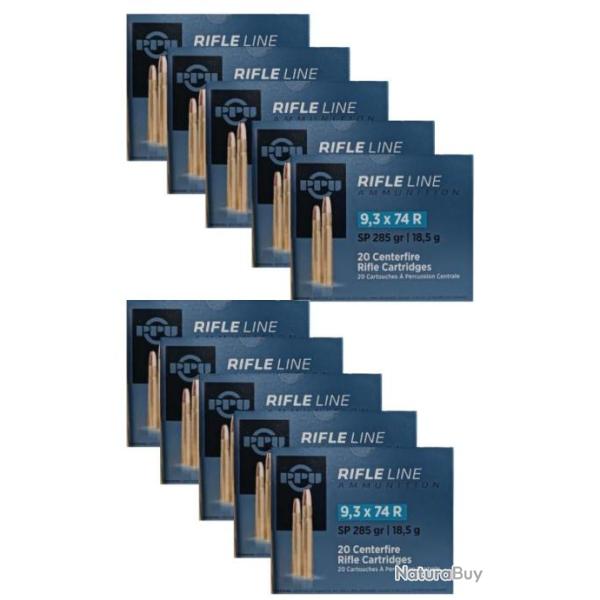 Lot de 10 botes de 20 cartouches Partizan Cal 9.73x74 R - 285 Grs SP