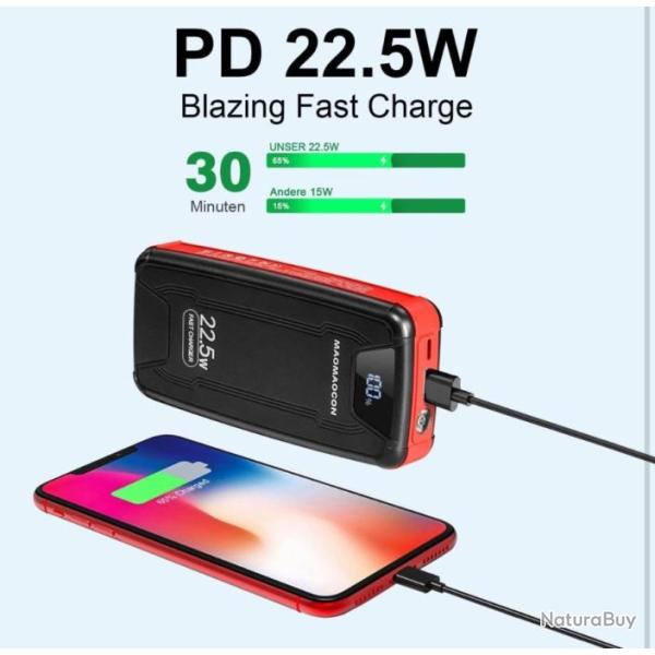 Batterie externe Power Bank 27 000 mAh Charge rapide. B