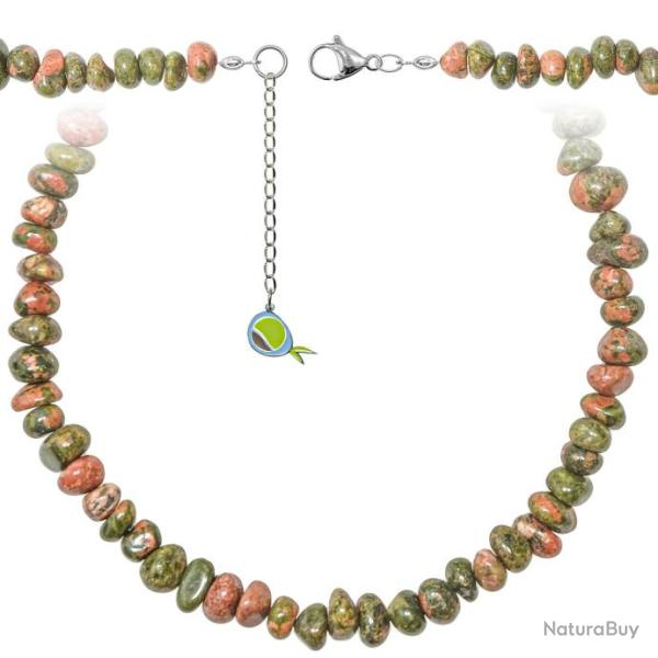 Collier en unakite - Perles roules 7  10 mm - 90 cm