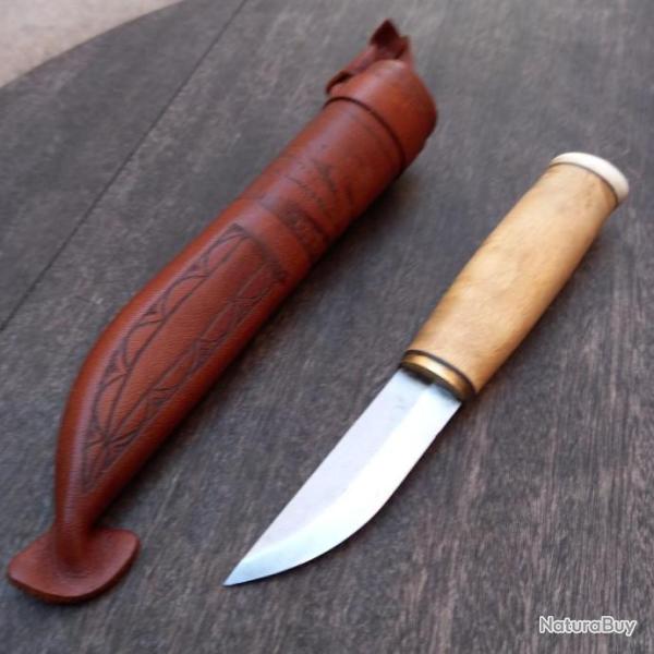 Joli Couteau PUUKKO  tui en cuir Manche en Bois