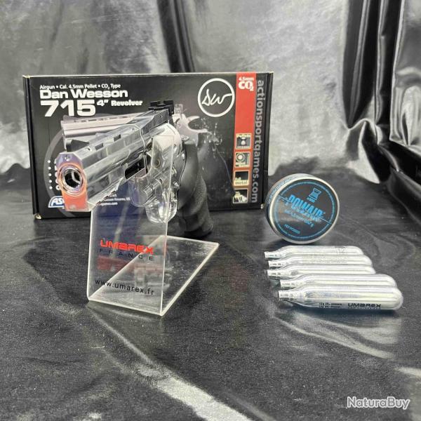 MEGA PROMO - "Pack pr�t a tirer" REVOLVER "GNB DAN WESSON DW715 4'' - SILVER - Cal 4,5MM PLOMBS - CO