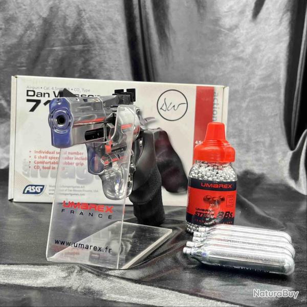 Pack pr�t a tirer REVOLVER "GNB DAN WESSON DW715 2.5'' - SILVER - Cal 4.5mm Billes acier - CO2
