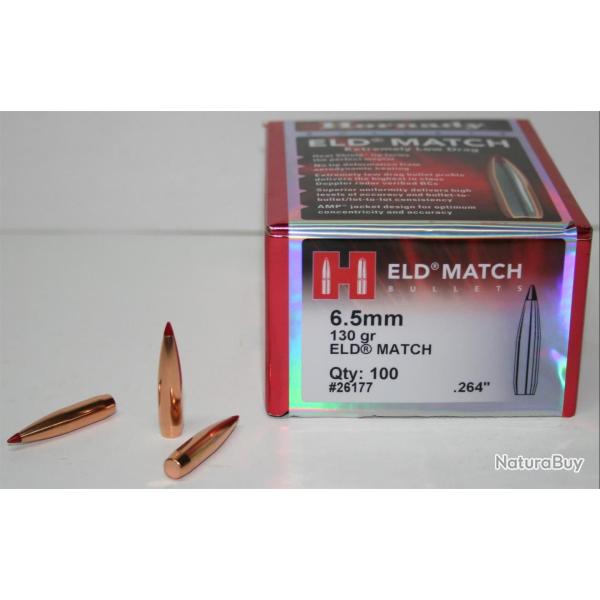 OGIVE HORNADY ELD MATCH 26177 CAL 6.5MM 130GR X100