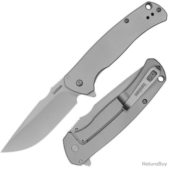 Couteau Kershaw Scour A/O Lame Acier 8Cr13MoV Drop Point Manche Acier Framelock Clip KS1416