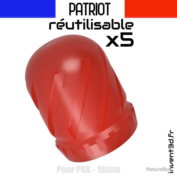 5 Patriot V2 18mm r�utilisable pour PAK - Gomme Cogne - Rouge