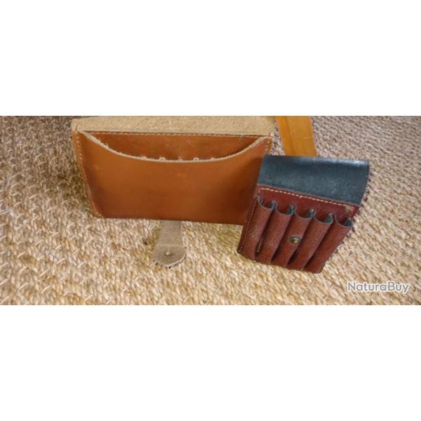 Lot de 2 cartouchieres en cuir