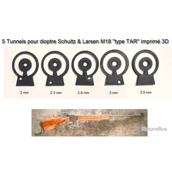 Lot de 5 tunnels pour dioptre Schultz & Larsen  M18  "type TAR" imprim�s 3D