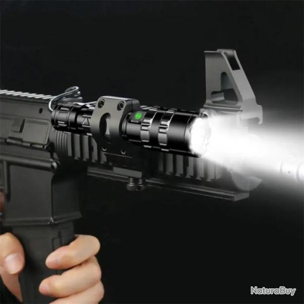 Lampe tactique de chasse rechargeable avec rail lampe led chasse airsoft ect ...