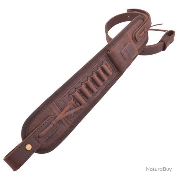 Bretelle de transport en cuir et toile pour calibre 30-30, 38sp et 357mag - Marron