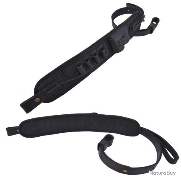 Bretelle de transport en cuir et toile pour calibre 20 - Noir