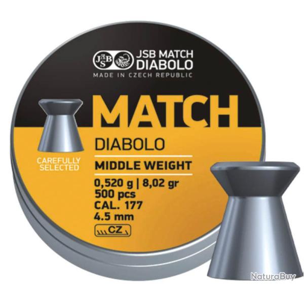 Bo�te de 500 plombs JSB Diabolo Yellow Match Middle - Cal. 4.5 - 4.49