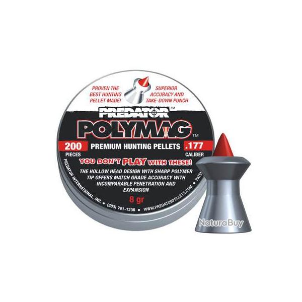 Bo�te de 200 plombs JSB Diabolo Predator Polymag - 4.5 mm