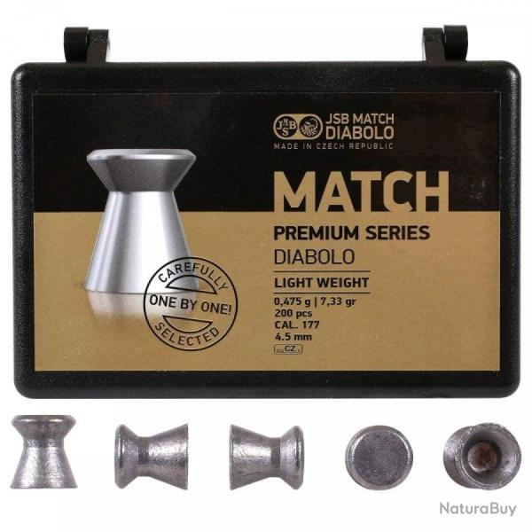 Bo�te de 200 plombs JSB Diabolo Match Premium Light - Cal. 4.49