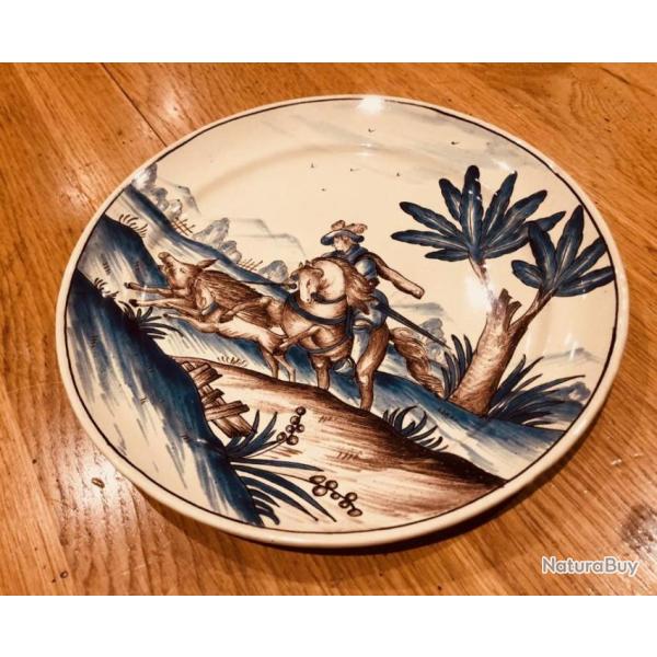 Superbe Assiette Ancienne en C�ramique Italienne, Peinte � la Main