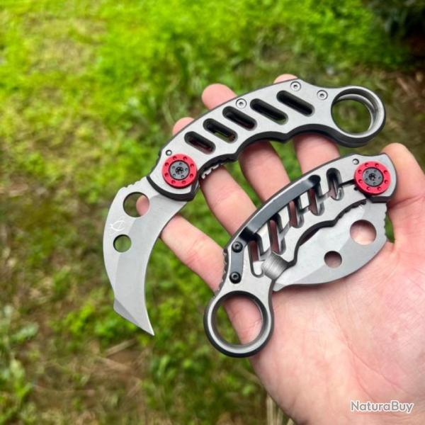 Petit couteau pliant Karambit rouge tactique combat army