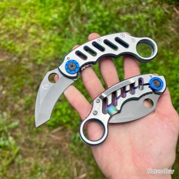Petit couteau pliant Karambit ring knife griffe combat tactique