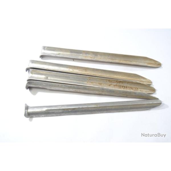 Lot x 5 piquet sardine de tente aluminium annes 1950. Idal reconstitution WW2, campement