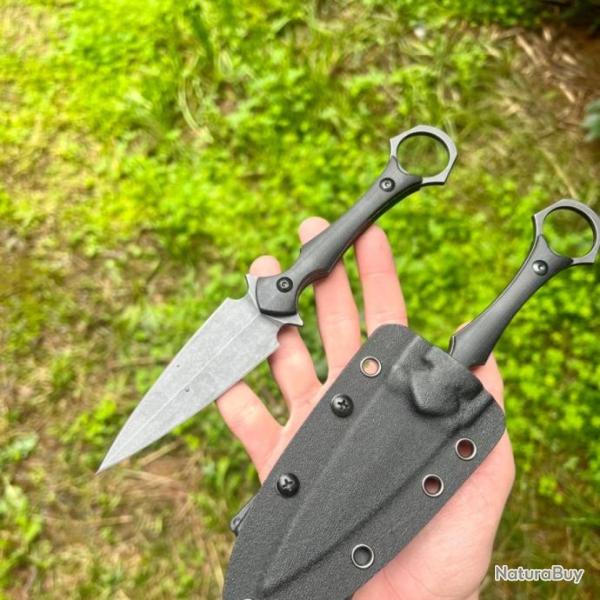 Couteau kuna� dague double tranchant acier D2 etui kydex custom tactique combat