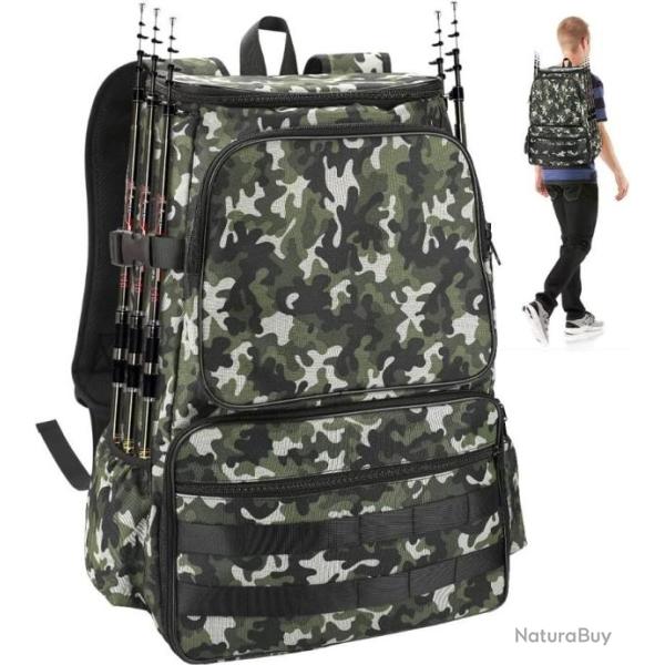 Sac � Dos de P�che de Grande Capacit� avec Compartiment pour Boites Mat�riel de P�che Multi-Poches