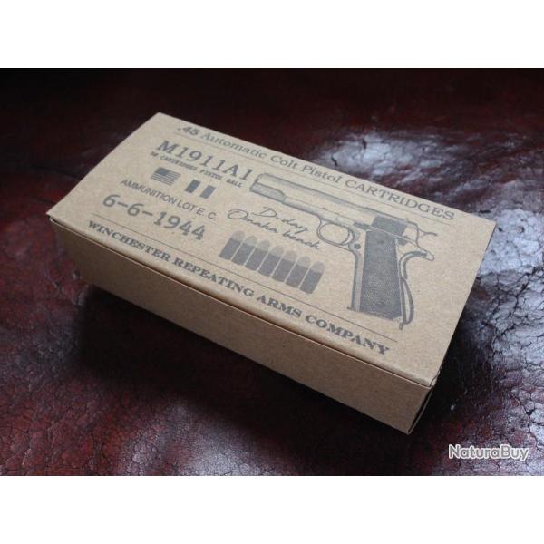 Boite VIDE pour munitions 45ACP M1911 D-Day Anniversaire Omaha Beach 6-6-1944 WWII WW2