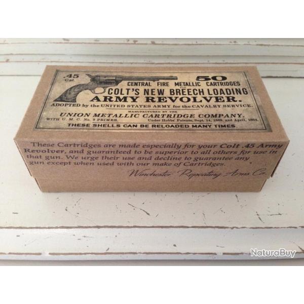 Boite DECO 45 Colt's New Breech Loading Army Revolver Old West Western 45 long Colt Cartridges