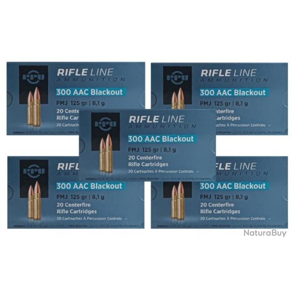 Lot de 5 bo�tes de 20 cartouches Partizan Cal 300 Blackout AAC - 125 Grs FMJ