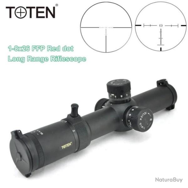 TOTEN Lunette De Vis�e 1-8x26 FFP R�ticule Illumin� paiement en 3 ou 4 fois - LIVRAISON GRATUITE !!