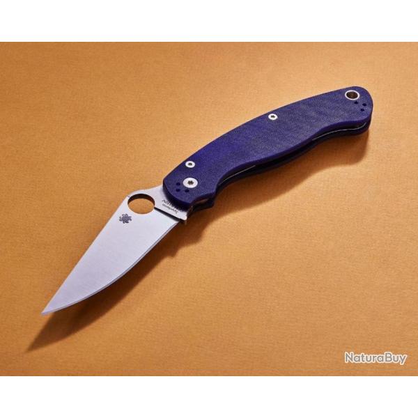 Couteau Spyderco Military 2.0 Dark Blue Lame Acier CPM-S110V Satin Manche G10 Made USA SC36GPDBL2