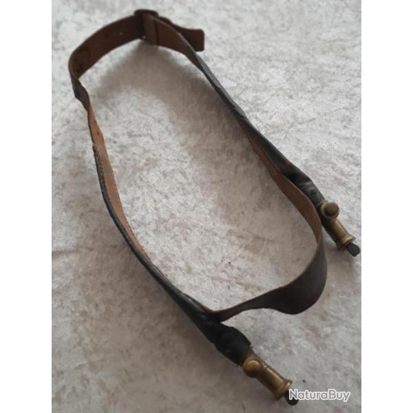 Ancienne belle double poire � plombs et poudre vide cuir et laiton XIX �me si�cle Chasse . Empire