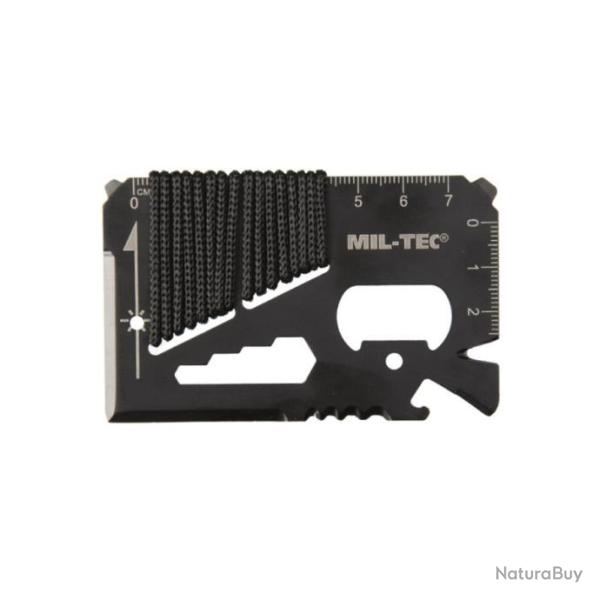 Carte multifonction de survie noire avec �tui et paracorde