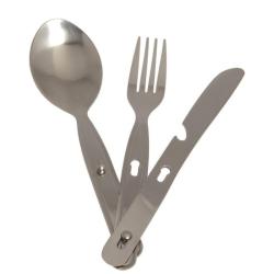 Set de 3 couverts pour camping en acier inoxydable