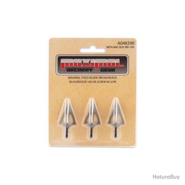 Lot de 3 pointes de chasse � lame fixe Maximal Black Razor 125 grains