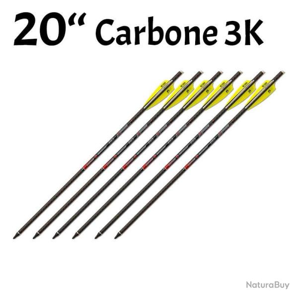 Pack de 6 traits 20 pouces 9 mm en carbone 3K pour arbal�te