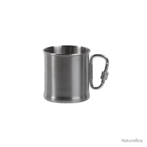 Tasse en acier inoxydable Mil-Tec avec anse mousqueton 250 ml Alu