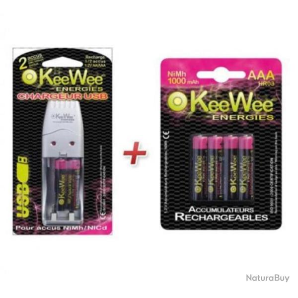 Pack chargeur piles AAA USB  + 6 piles Rechargeables offerts ! A