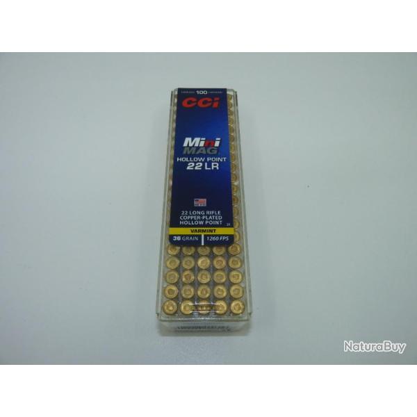 MUNITIONS CCI MINI MAG CAL.22LR HOLLOW POINT CUIVREE 36grains